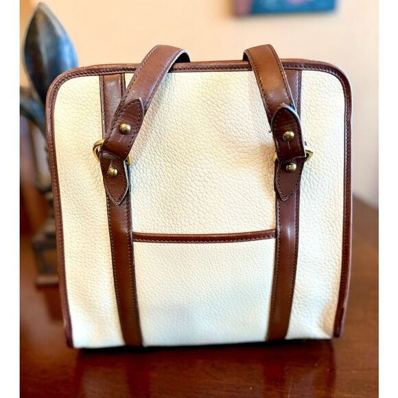 DOONEY & BOURKE - Vintage All Weather Leather (AWL) Shoulder Bag/Cream & Brown - Picture 6 of 16